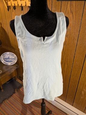 Old Navy Pale Mint Waffle-Knit Tank with V-Notch